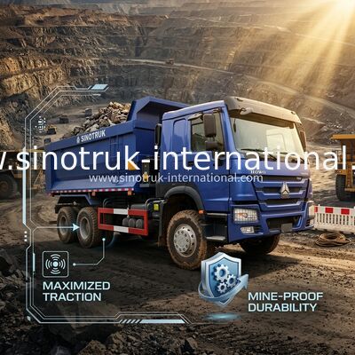 Tam Sürüş Düşük Yakıt Tüketimi 380HP Mavi HOWO Tipper Kamyon RHD 6×6 10 tekerlekli