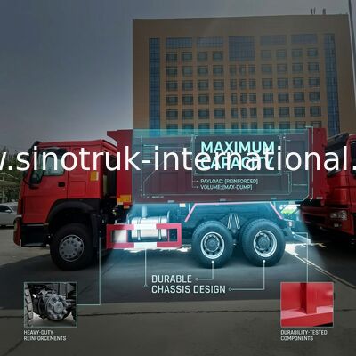 SINOTRUK HOWO Damperli Damperli Kamyon RHD 6 × 4 336HP Kırmızı Renkte