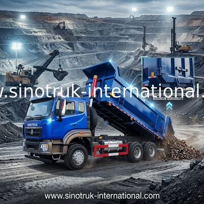 SINOTRUK HOWO Tipper Dump Truck 6 × 4 10 Tekerlekli RHD 380Hp U Tip Bir Uyarı Işığı