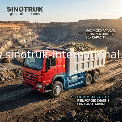 Sinotruk Howo Tipper Dump Truck 400Hp 6 × 4 20CBM Ön kaldırma hidrolik silindir