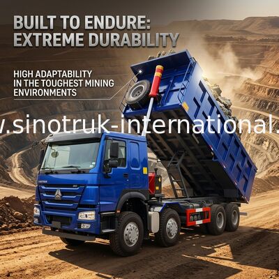 400HP Düşük Yakıt Tüketimi HOWO Mavi Damperli Damperli Kamyon RHD 6 × 4 12 tekerlekli Yüksek Beygir Gücü