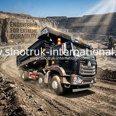 Sinotruk HOWO Damperli Damperli Kamyon 8X4 371hp 12 Tekerlekler Siyah N7 ZZ3317V386JB1R