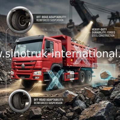 KIRMIZI SINOTRUK HOWO 371HP 6x4 DAMPERLİ KAMYON LHD