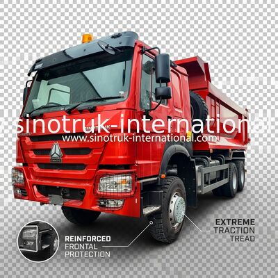 LHD 6×6 10 tekerlekli ZZ3257V4357B1R 380HP Kırmızı Tüm Sürüşlü HOWO Tipper Kamyon Yüksek At Gücü Düşük Yakıt Tüketimi