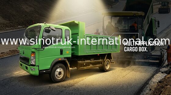 Yeşil Damperli Damperli Kamyon Howo 116hp Yüksek Mukavemetli Çelik