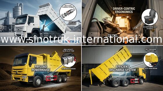 Sinotruk Howo 6 X 4 10 Tekerlek Damperli Damperli Kamyon 400hp Orta Kaldırma
