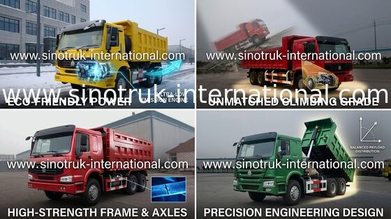 SINOTRUK HOWO Damperli Damperli Kamyon 10 tekerlekler LHD 371HP 25 ton 10-25CBM ZZ3257N3847A