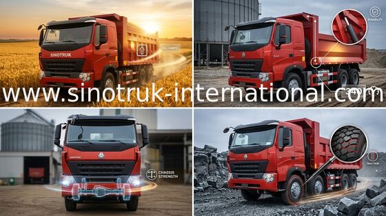SINOTRUK Damperli Kamyon HOWO A7 371HP motor Madencilik ZZ3257N3847N1 için