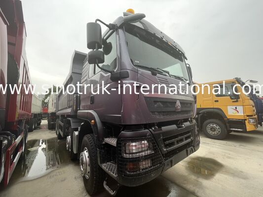 Ağır Görevli HOWO TX 8X4 Tipper Truck 400HP Çift 16T Arka Aks Çift 9.5T Gri