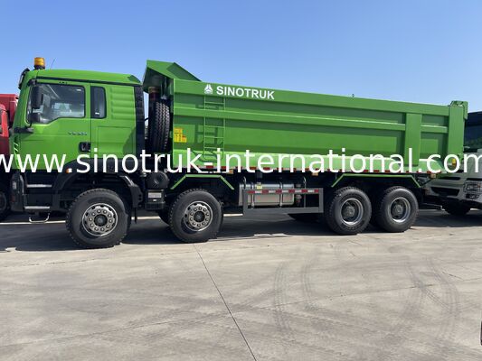 Hydraulic Cylinder HOWO TX 10 Wheeler 371HP Dump Truck With Large Loading Capacity 30-40 Tons Green 