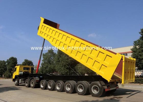 60-80 Ton Madencilik Ve İnşaat İçin Yarı Römork Kamyon Devrilme 3 Aks