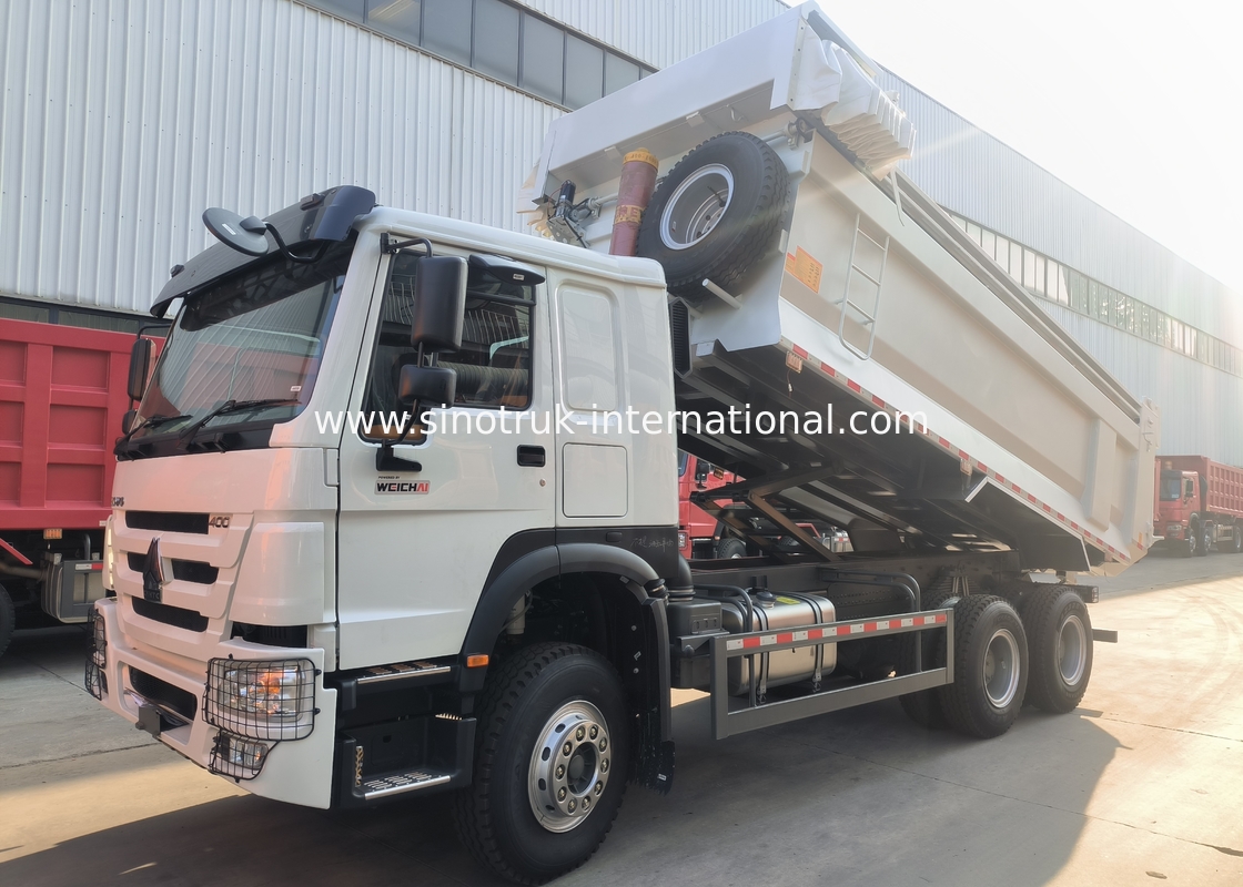 Sinotruk Howo Tipper Dump Truck 400Hp Otomatik Tarpaulinli 6 × 4 U Şekilli Tepsiler