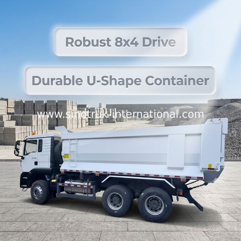 SINOTRUK HOWO TX Model 380HP LHD Tipper Dump Truck 6X4 Utype Konteyner Beyaz