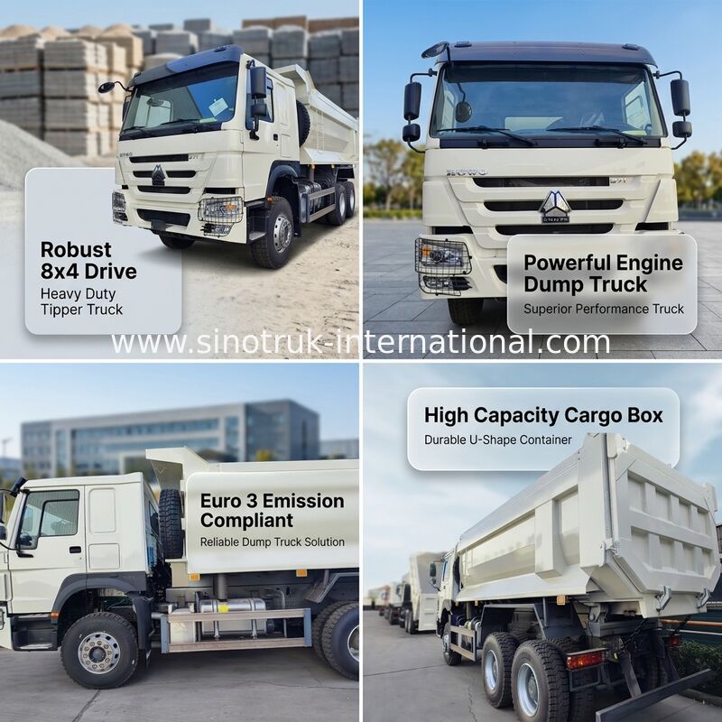 SITRAK Euro 3 Emisyonu ve 430 HP Motorlu 10 Tekerli Tipper Dump Truck