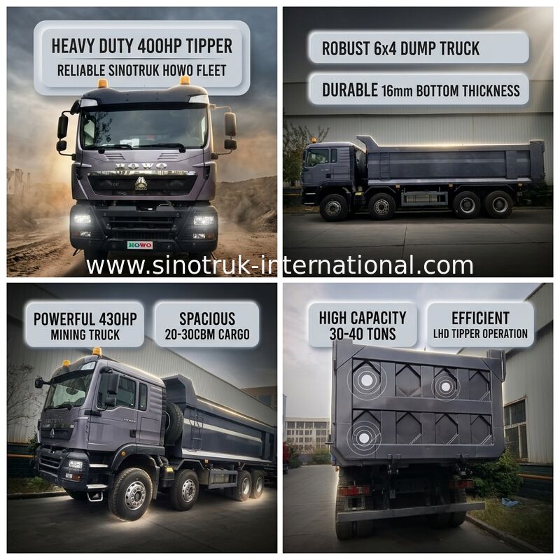 SINOTRUK HOWO 400HP 12 Tekerlekli LHD 30-40 Ton 20-30CBM ZZ3317V356GB1