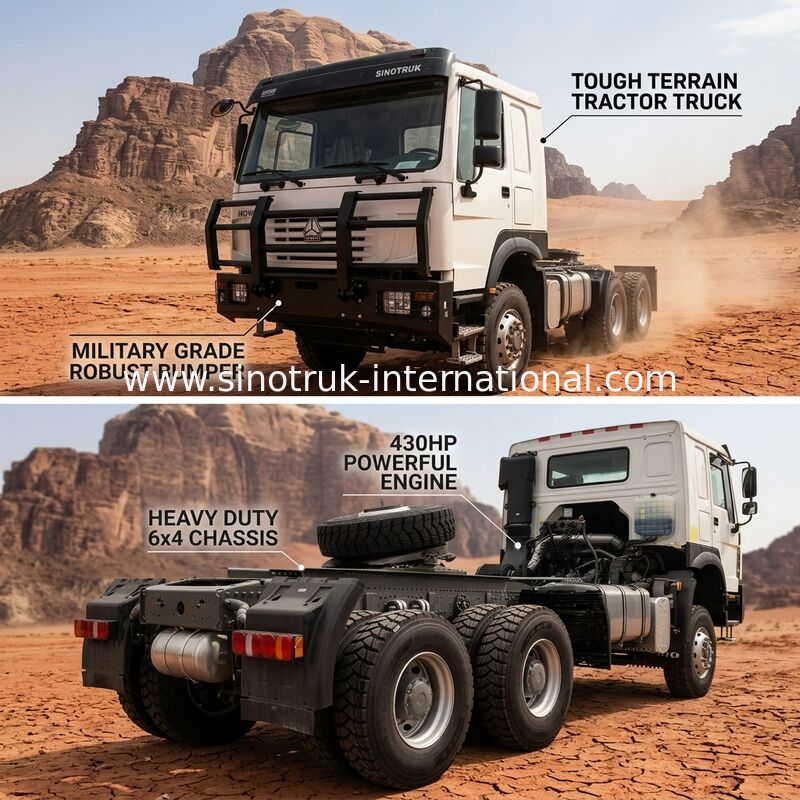 SINOTRUK 430 beygir gücü 6 × 4 çekici, askeri tamponlu