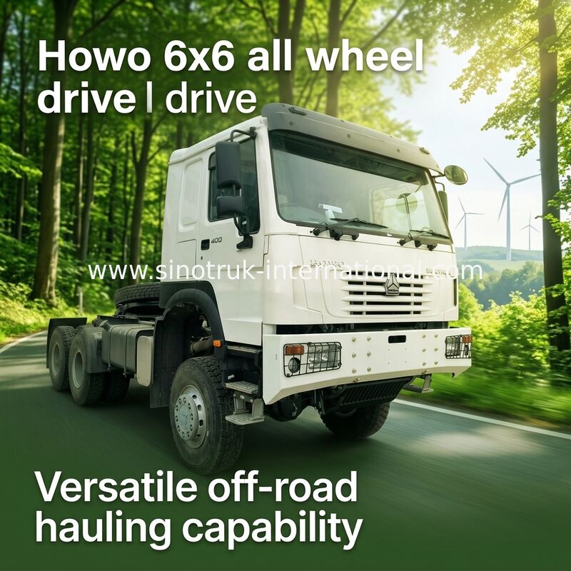 Sinotruk Howo Traktör Kamyon Rhd Dört Tekerlekli Sürüş 6 × 6 Weichai 400HP Beyaz