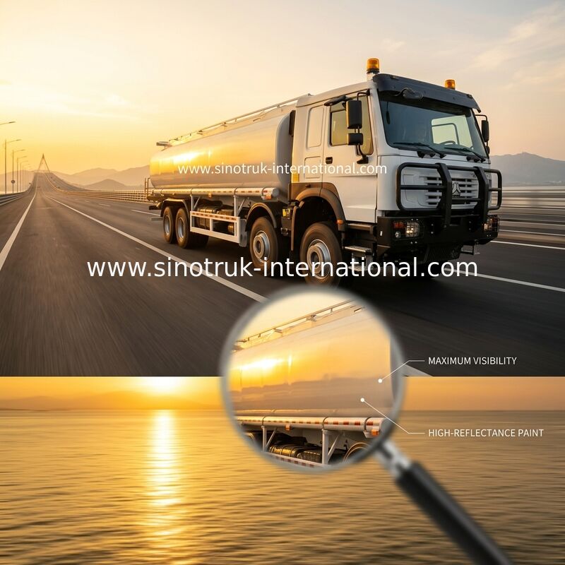 SINOTRUK HOWO Kırmızı 371HP 8×4 12 Tekerlekli Yüksek Kapasiteli Petrol Tankı Kamyonu 30CBM