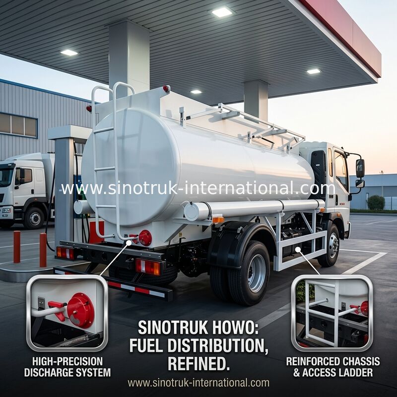 SINOTRUK HOWO 4X2 6 tekerlekli Petrol Tankı Kamyonu 5-6CBM Akışölçerli tek kutu