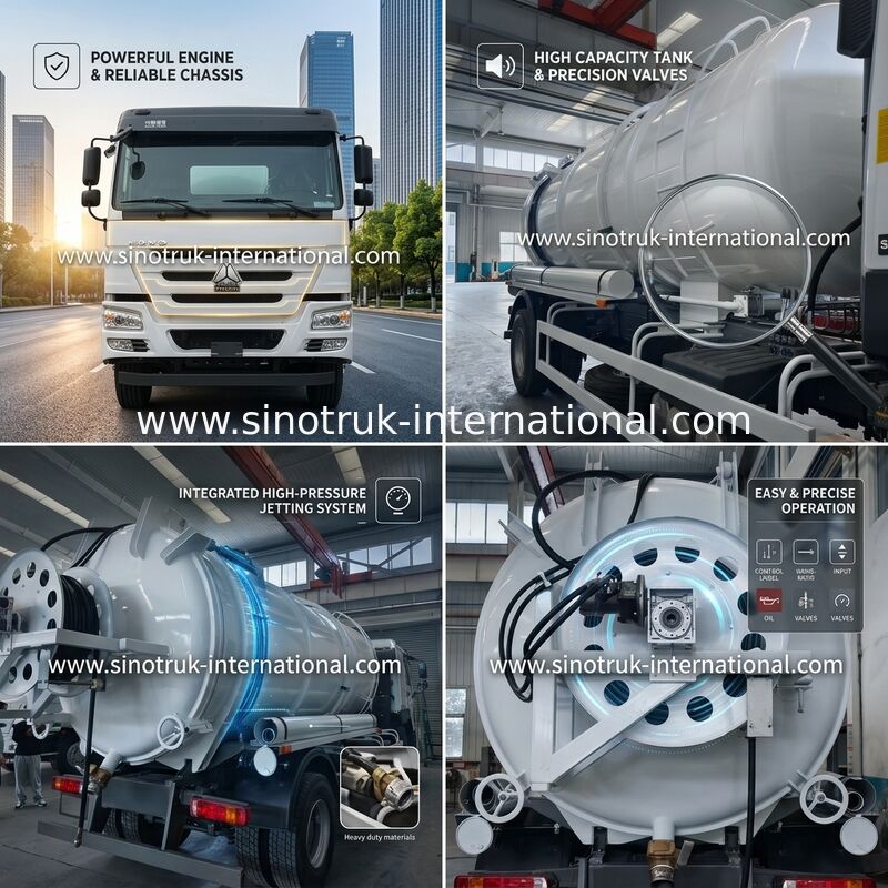 Vakum Pompası Kanalizasyon Emme Kamyonu Septik Tank Temizleme 16CBM LHD 290HP