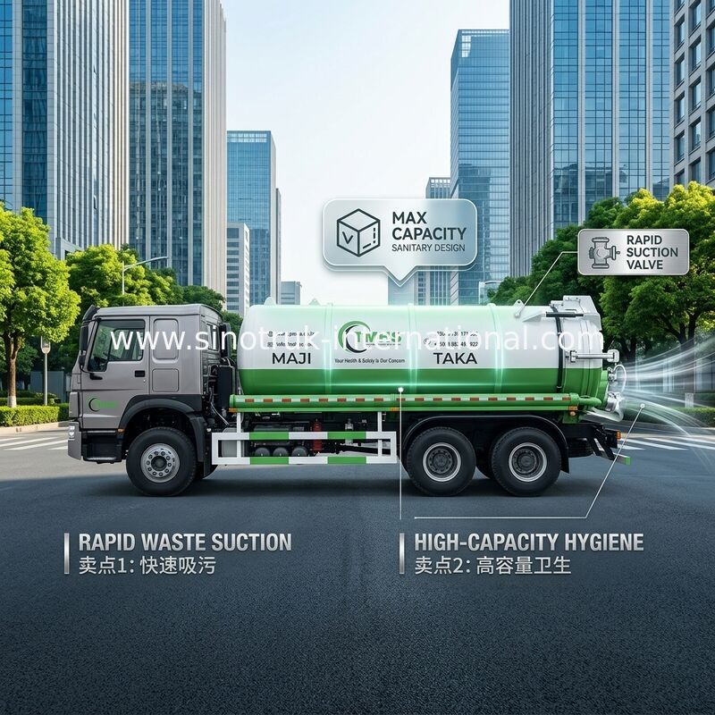 Vakum pompası kanalizasyon emme kamyonu septik tank temizleme kamyonu 20CBM LHD 380HP