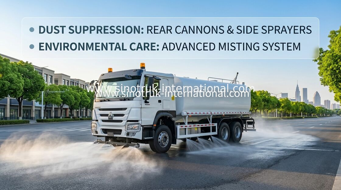 Sinotruk HOWO Beyaz RHD 6x4 Su Tankı Kamyonu ZZ1257V4347B1 Yüksek Basınçlı Akış Fonksiyonu