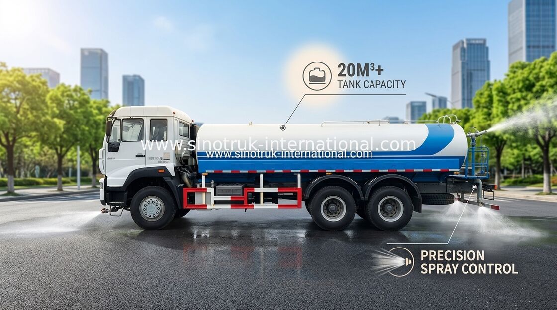 5000 Galon Su Deposu Kamyonu SINOTRUK 11.00R20 Radyal Lastik 9920 × 2496 × 3550 Mm