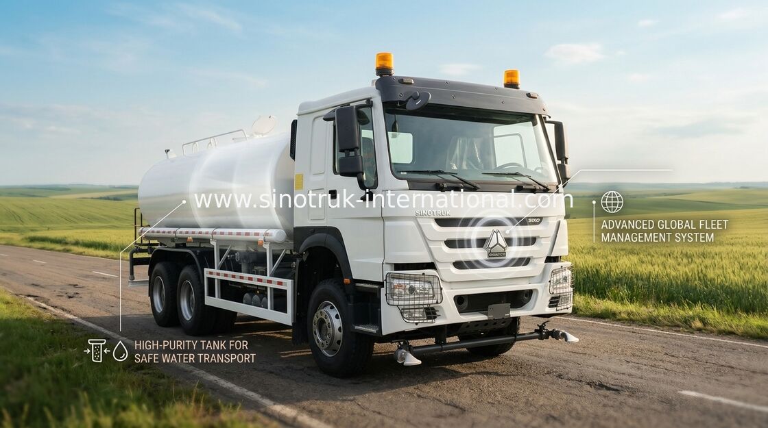 4650 1350 mm tekerlek mesafesi VGD95 ön aks performansı ve kapasitesi ile su tankı kamyonu