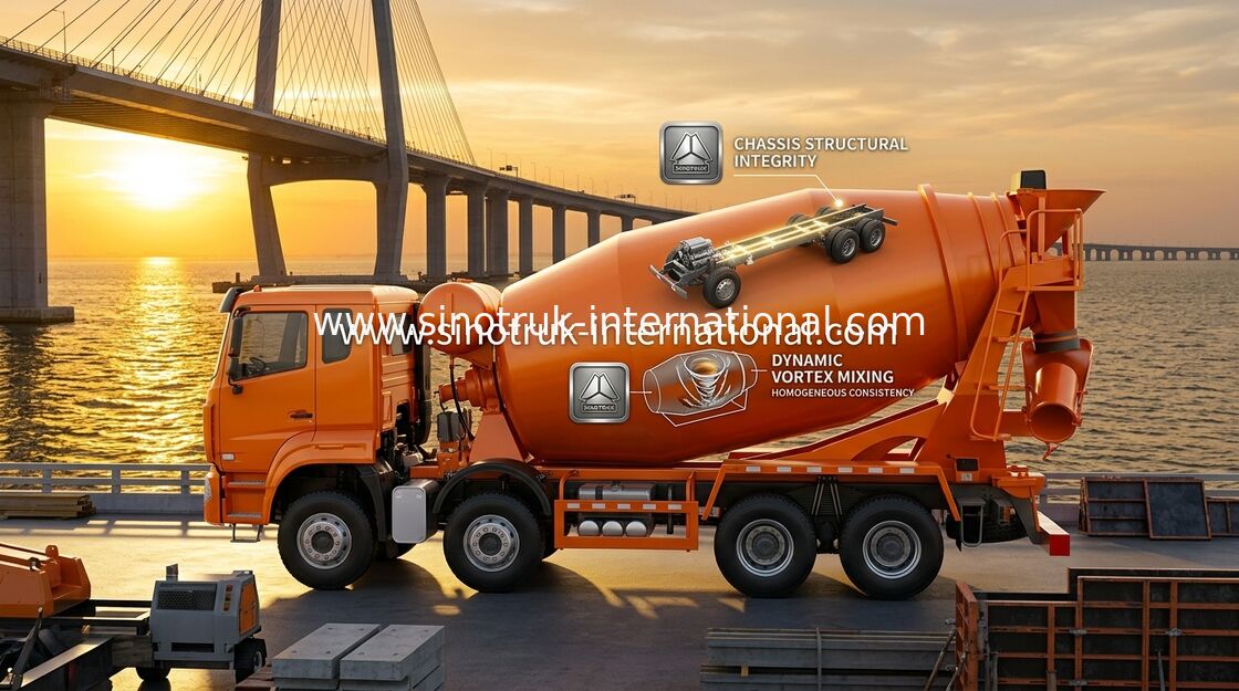 Sinotruk Howo N7 Beton Karıştırma Kamyonu 6 X 4 Euro 2 380hp İnşaat için