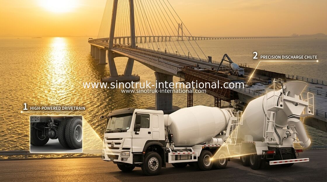 Sinotruk Howo Beton Karıştırma Kamyonu 380HP 6-10CBM 6 X 4 Euro 2 Karıştırma Tesisi RHD