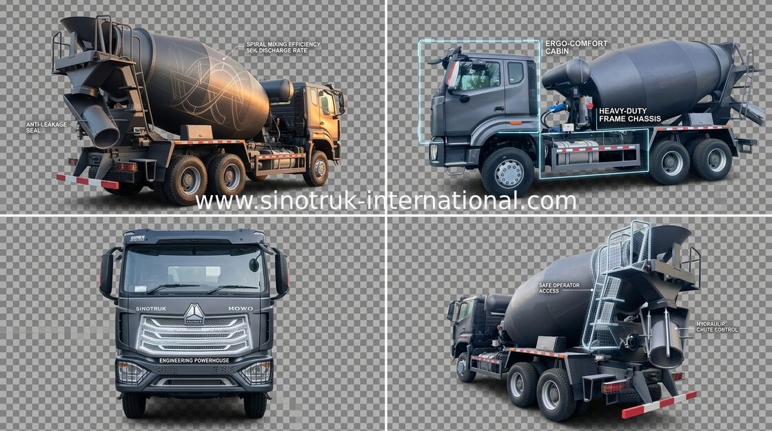 Sinotruk Howo N7 Beton Karıştırma Kamyonu 6-10CBM 6 X 4 Euro 2 380HP