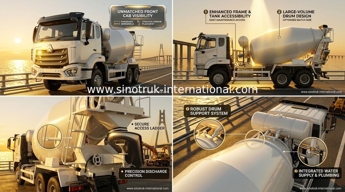 Sinotruk Howo N7 Beton Karıştırma Kamyonu 6-10CBM 6 X 4 Euro 2 Karıştırma Tesisi