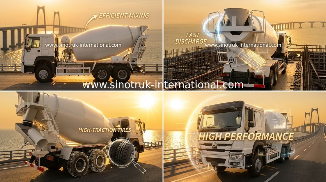 Sinotruk Howo Beton Mikseri Kamyonu 10-20CBM 6 X 4 Euro 2 340Hp İnşaat