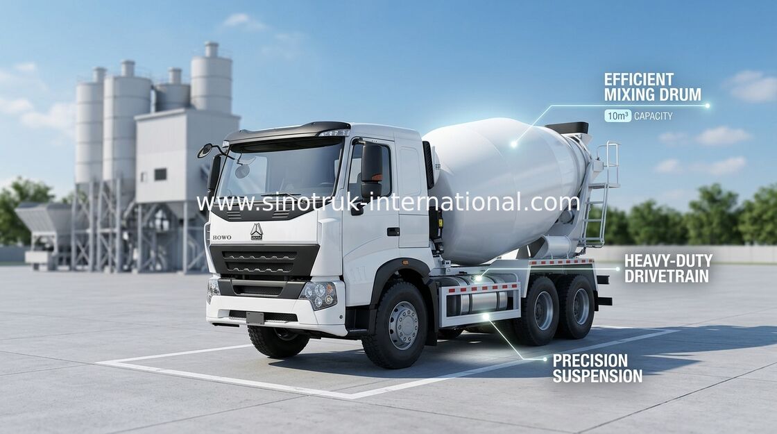 336HP 6X4 LHD A7 Beton Mikser Kamyon 9CBM, Aşınmaya Dayanıklı Tank Çimento Kamyon Mikser