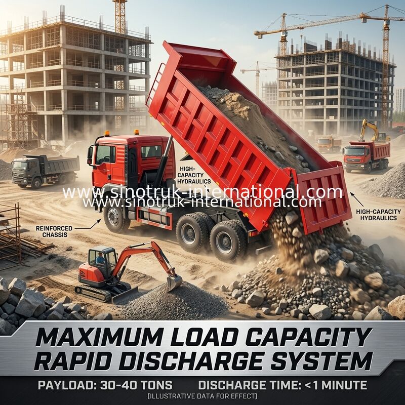Yüksek Verimli 6×4 HOWO TX Damperli Kamyon | Kırmızı Gövde, 400HP Motor, 20CBM Konteyner, 60 Ton Ağır Hizmet Taşımacılığı