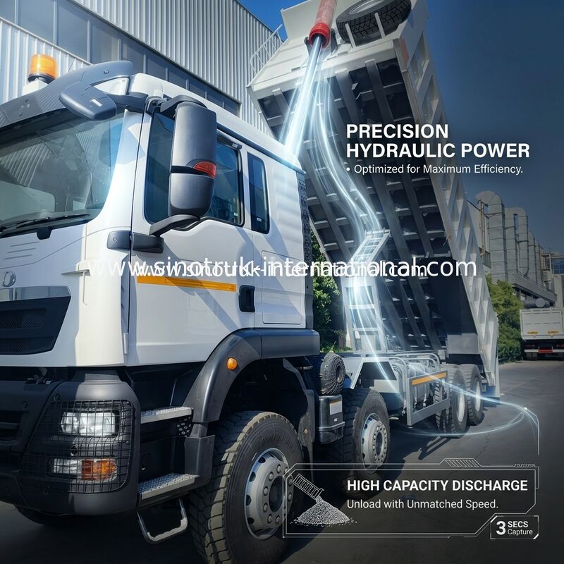 26.91CBM Güçlü HOWO TX 8x4 12.00R20 Tekerlekli Tipper Dump Truck