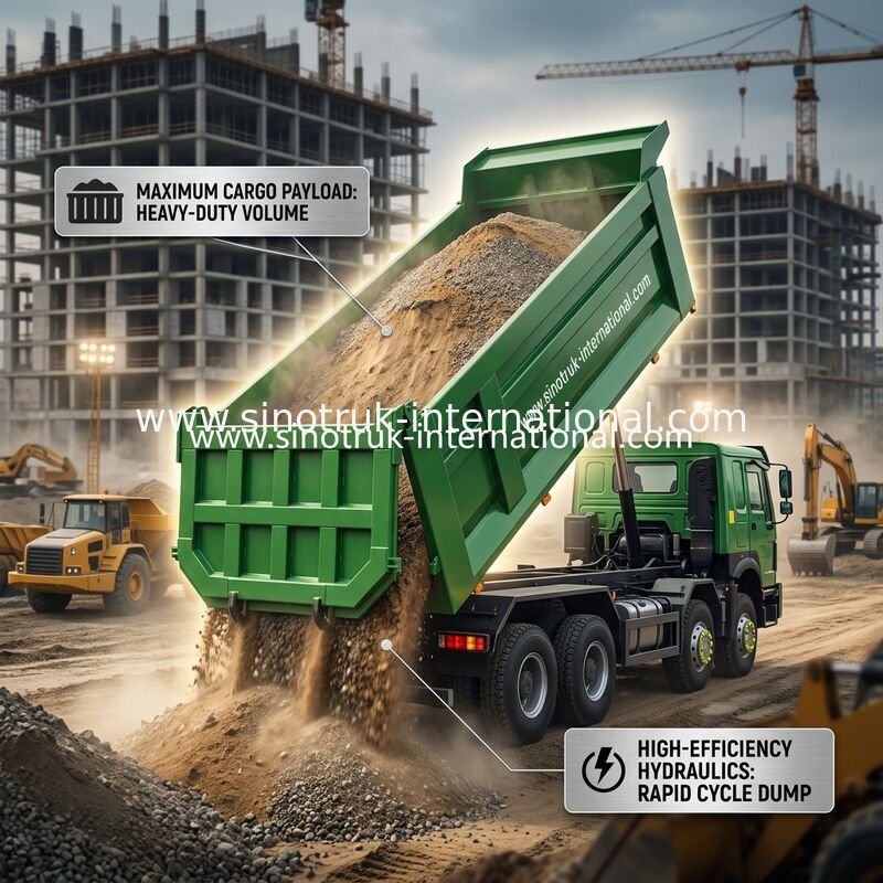 SINOTRUK HOWO 400HP 8X4 Damperli Kamyon İnşaat Eski Ön Yüz Hayalet Yüz kabin Askeri Tampon U Tipi Konteyner