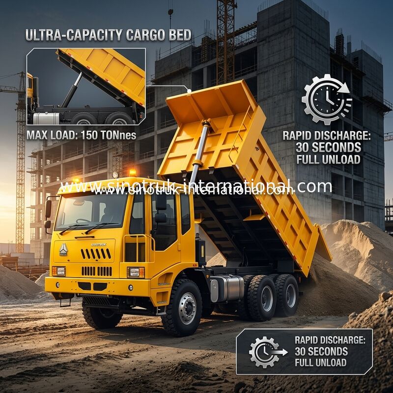 Yük kutusu boyutu 5800*3200*1800mm ve kamyon kabin HW7D ile çok yönlü ağır yük taşıyıcısı