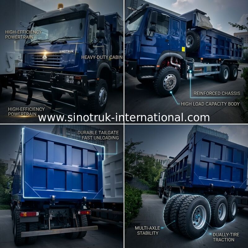 SINOTRUK HOWO Hayalet Yüz Damperli Kamyon LHD 6×4 371HP 20CBM