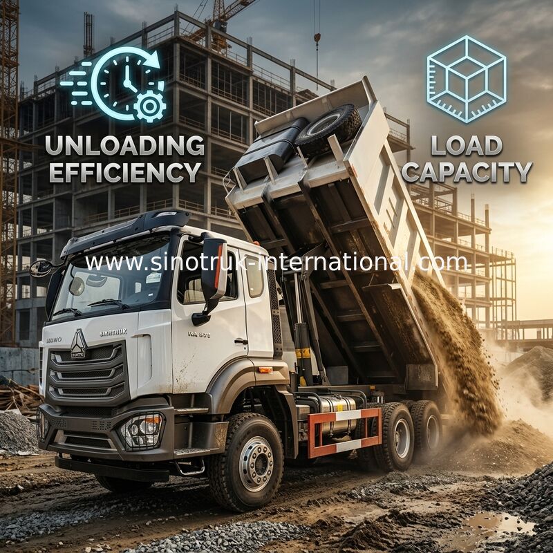 HOWO NX 371HP 6*4 20m³ Orta Kaldırmalı Damperli Kamyon Yüksek Güç Performansı ve Verimli Orta Kaldırmalı Kargo Kasası