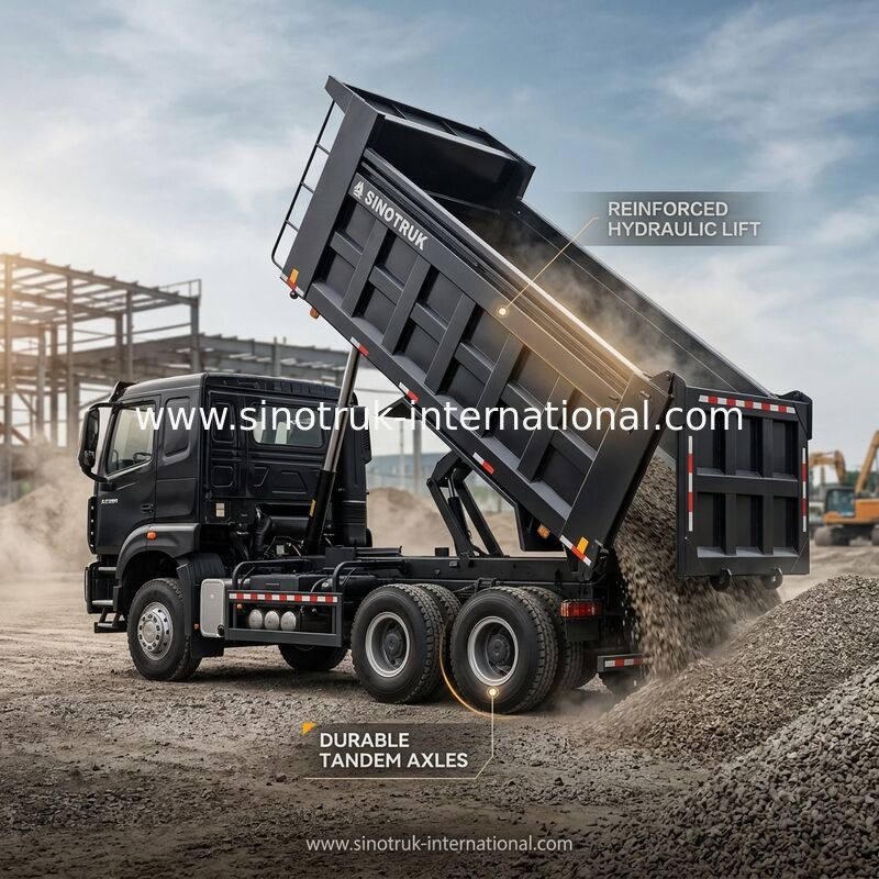 HOWO NX 380HP RHD Kara Çöp Kamyonu Tarpaulin Flap ile