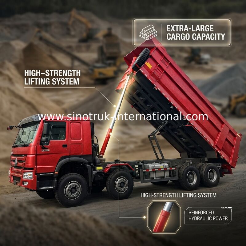 HOWO 12 Tekerlekli Sinotruk 8X4 Çöp Kamyonu 400hp Madencilik için LHD U Tipi Konteyner