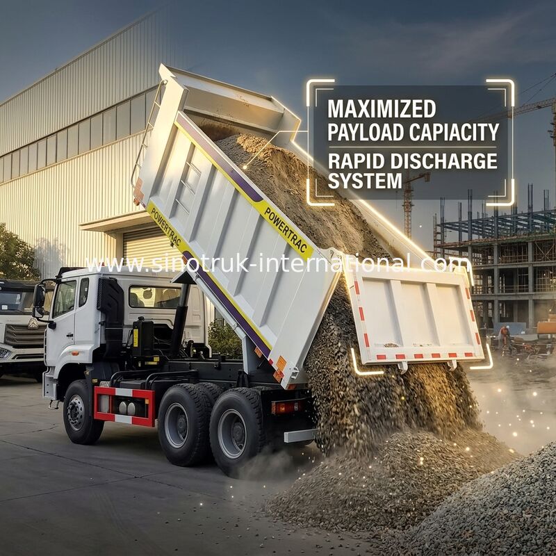 Sinotruk Howo / Hohan 6×4 Tipper Dump Truck 10 Tekerlekli Dikdörtgen Kargo Vücudu 20CBM Beyaz Renk