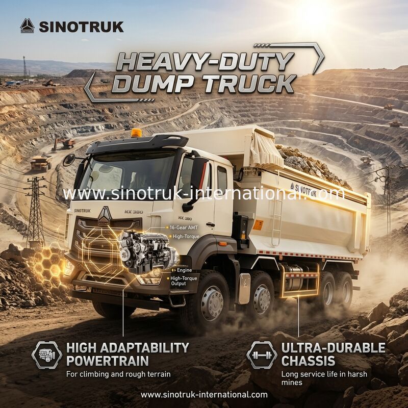 ZZ3317V386JB1R Yüksek At Gücü Düşük Yakıt Tüketimi 380HP Beyaz U Tipi HOWO Tipper Kamyon