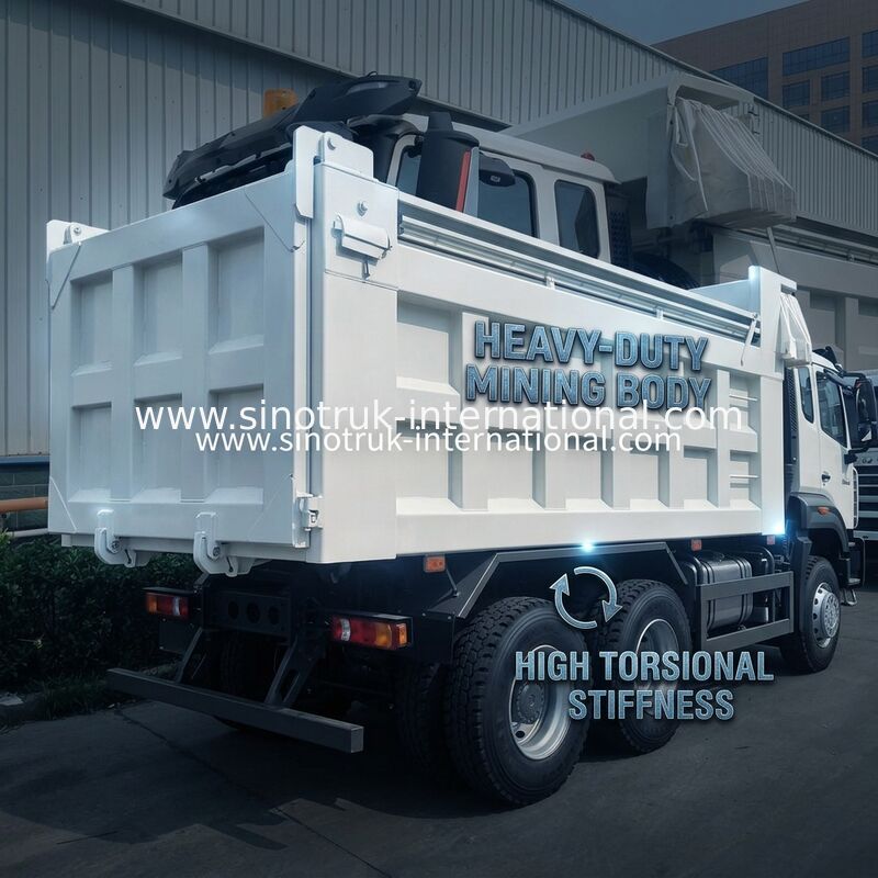 Sinotruk Tipper Dump Truck yepyeni 6 × 4 Nx 20CBM Beyaz Otomatik Tarpaulin