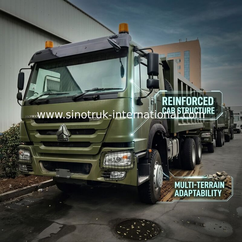 SINOTRUK HOWO 400HP Yeşil Tipper Dump Truck RHD 6×4 12 tekerlek Yüksek At Gücü