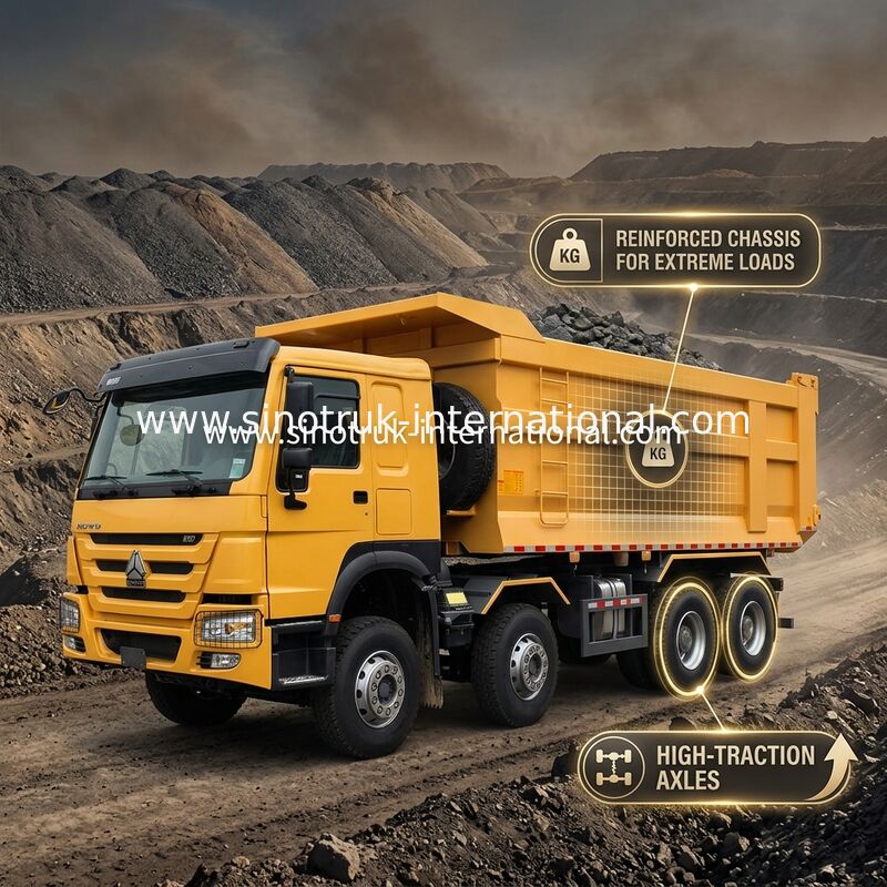 Sinotruk Howo Tipper Dump Truck 8 × 4 Lhd 12 Tekerlekli U Şekilli Tipper Beden Euro 2