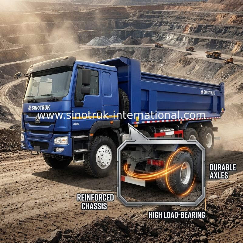 RHD 8×4 12 tekerlekli ZZ3317V3847B1R Yüksek At Gücü Düşük Yakıt Tüketimi380HP Mavi HOWO Tipper Truck