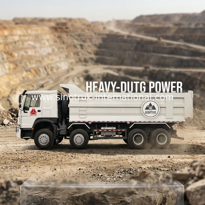 SINOTRUK HOWO Maden Çöp Kamyonu 12 Tekerlekli 400 HP 8 × 4 U Tipi