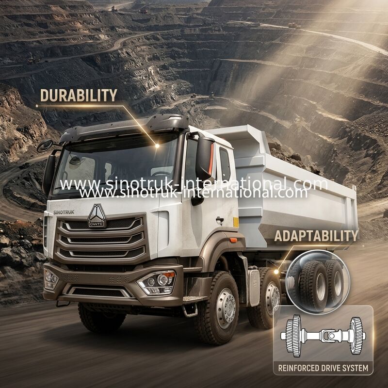 HOWO N7 LHD 12 tekerlekli 8X4 400HP Madencilik İçin Damperli Kamyon
